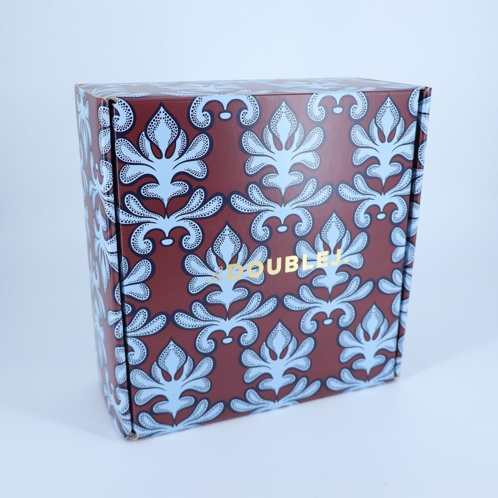 LA DoubleJ Damask Printed Designer Gift Box Burgundy Purple Size 9" X 9" X 4"